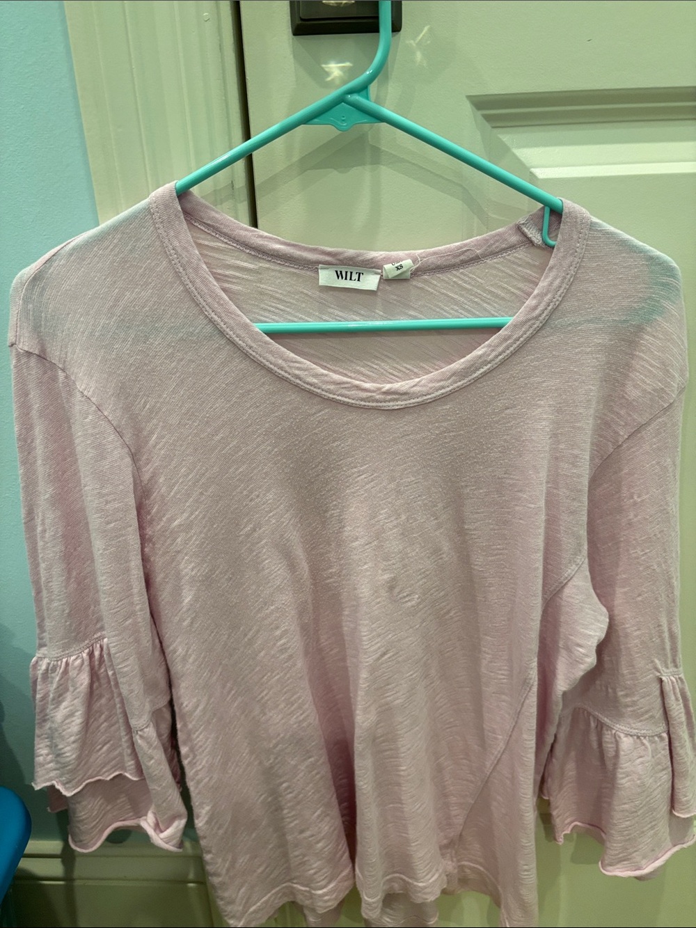 WILT Pale Pink Ruffle Sleeve Tunic Top